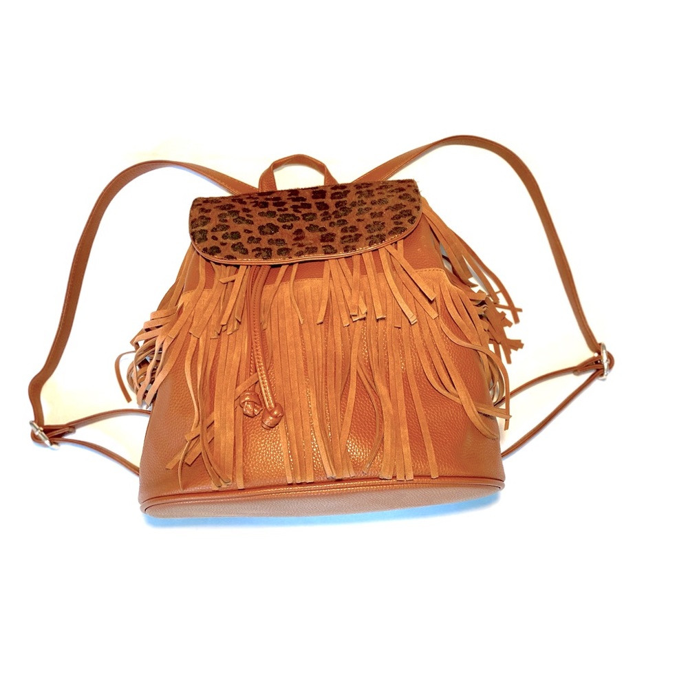 VENUS Leopard Backpack Tassels Purse Animal Print